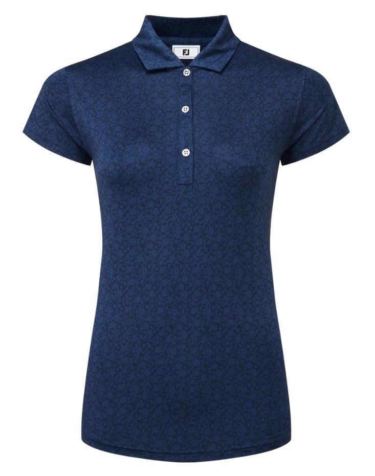 FootJoy Painted Floral Cap Sleeve Lisle dámske polo, navy