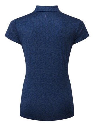 FootJoy Painted Floral Cap Sleeve Lisle dámske polo, navy