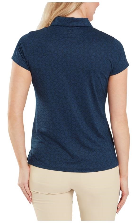 FootJoy Painted Floral Cap Sleeve Lisle dámske polo, navy