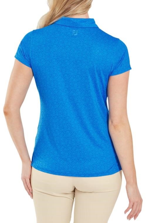 FootJoy Painted Floral Cap Sleeve Lisle dámske polo, kobaltové