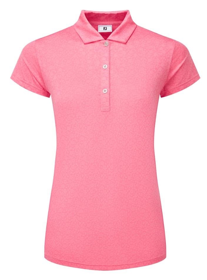 FootJoy Painted Floral Cap Sleeve dámske polo, pink lemonade
