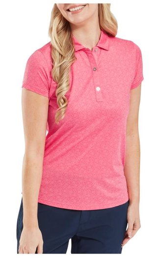 FootJoy Painted Floral Cap Sleeve dámske polo, pink lemonade