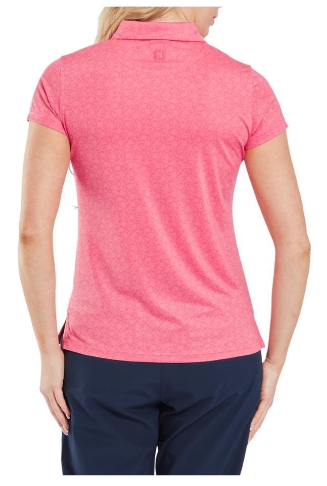 FootJoy Painted Floral Cap Sleeve dámske polo, pink lemonade