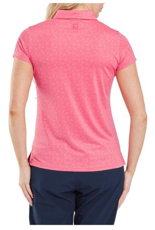 FootJoy Painted Floral Cap Sleeve dámske polo, pink lemonade