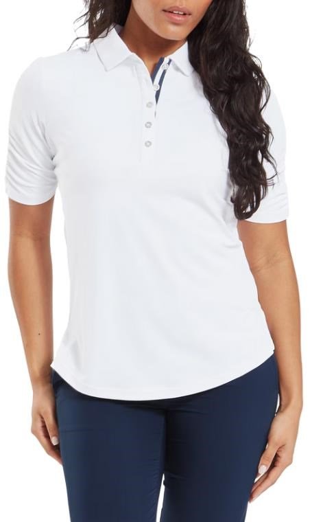 FootJoy Half Sleeve Ruched Lisle dámske polo, biele
