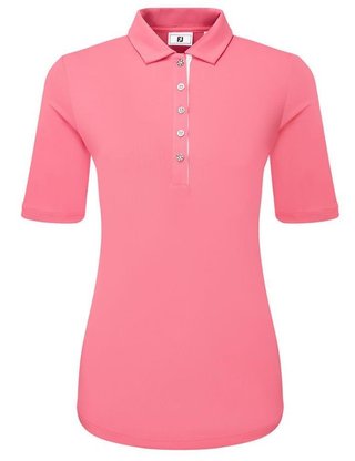 FootJoy Half Sleeve Ruched Lisle dámske polo, pink lemonade
