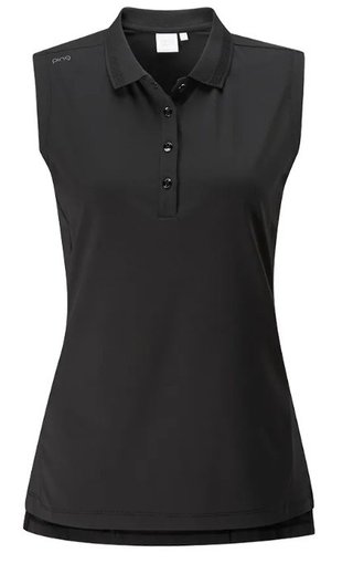 PING Solene Sleeveless dámske polo, čierne