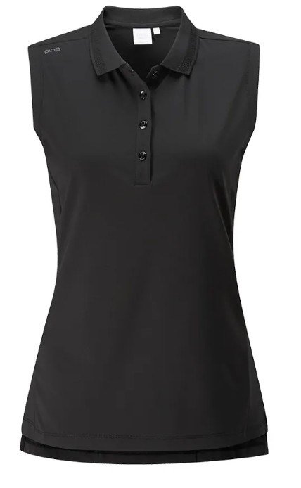 PING Solene Sleeveless dámske polo, čierne