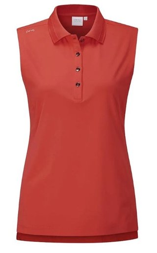 PING Solene sleeveless dámske polo, rich red