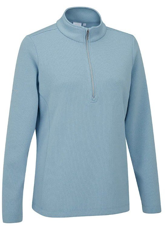 PING Lyla half zip ribbed dámska fleece, nebeská modrá marl