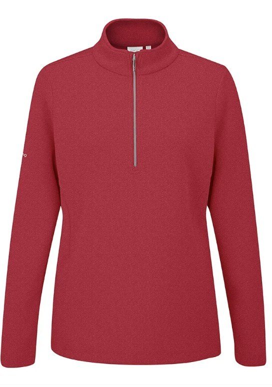 PING Lyla Half Zip Ribbed dámska fleece mikina, rich red marl