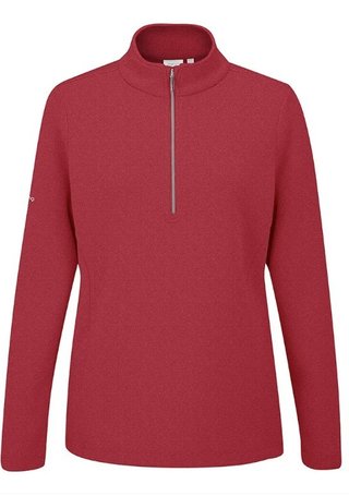 PING Lyla Half Zip Ribbed dámska fleece mikina, rich red marl