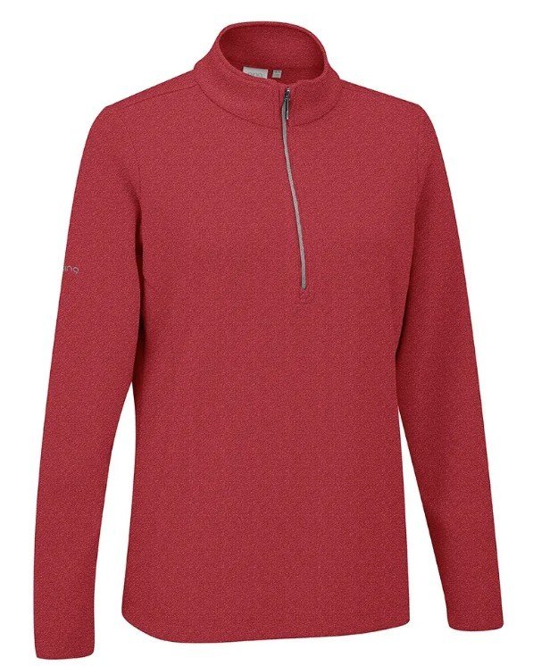 PING Lyla Half Zip Ribbed dámska fleece mikina, rich red marl