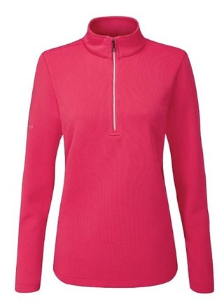 PING Lyla half zip ribbed dámska fleece mikina, rosebud