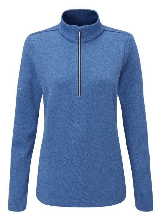 PING Lyla half zip ribbed dámska fleece, snorkel blue marl