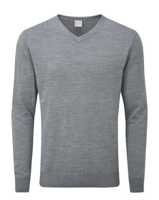 PING Sullivan pánsky sveter s výstrihom do V, french grey marl
