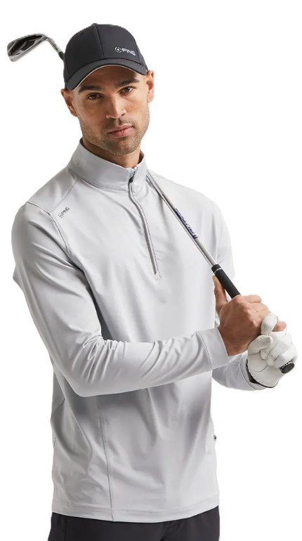 PING Latham Half Zip pánsky midlayer, pearl grey