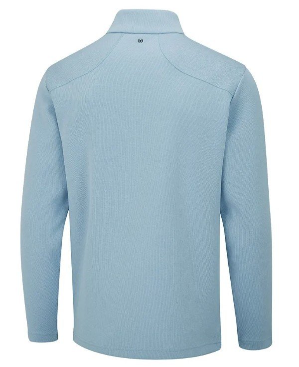 PING Ramsey half zip ribbed fleece pánsky pulóver, sky blue marl