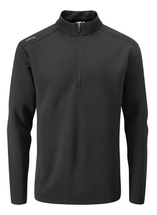 PING Ramsey half zip ribbed fleece pánsky pullover, čierny