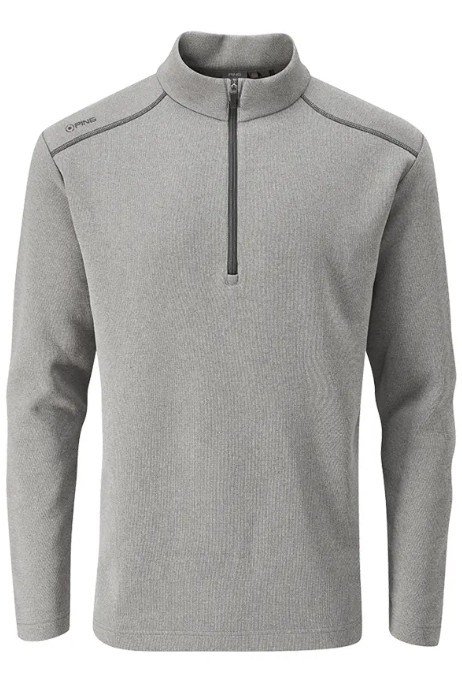 PING Ramsey half zip ribbed fleece pánska mikina, ash marl