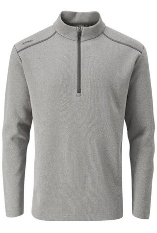 PING Ramsey half zip ribbed fleece pánska mikina, ash marl