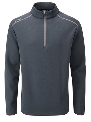 PING Ramsey half zip ribbed fleece pánsky pullover, navy