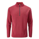 PING Ramsey half zip ribbed fleece pánsky pullover, červený melír