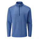PING Ramsey half zip ribbed fleece pánsky pullover, snorkel blue marl