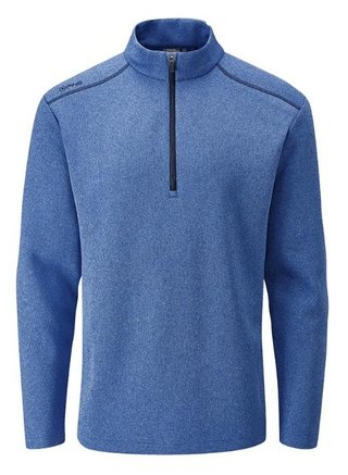 PING Ramsey half zip ribbed fleece pánsky pullover, snorkel blue marl