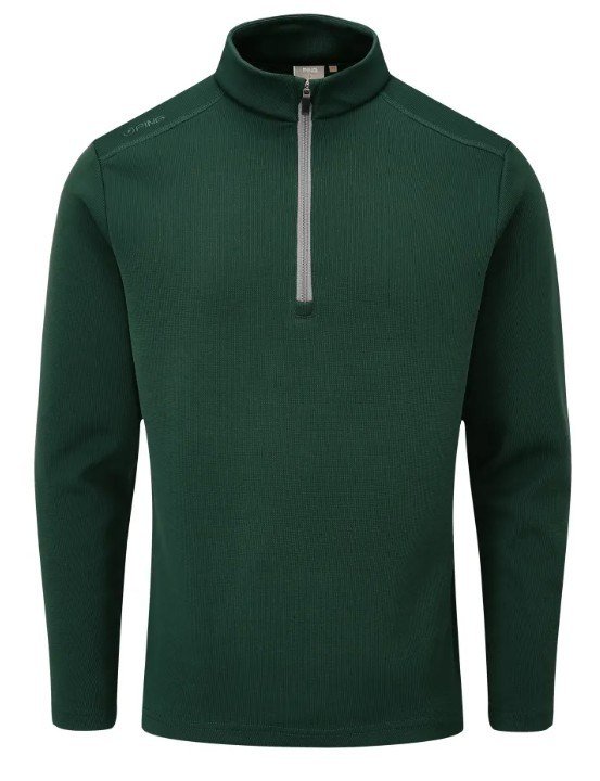 PING Ramsey half zip ribbed fleece pánska mikina, pine