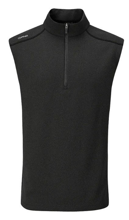 PING Ramsey mens ribbed fleece vest, čierna