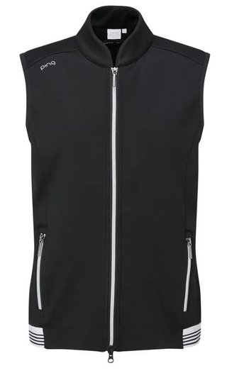 PING Dot Fleece dámska vesta, čierno/biela