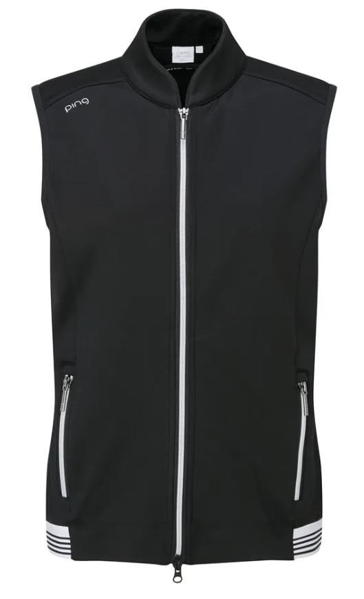 PING Dot Fleece dámska vesta, čierno/biela