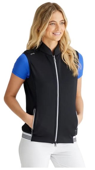 PING Dot Fleece dámska vesta, čierno/biela