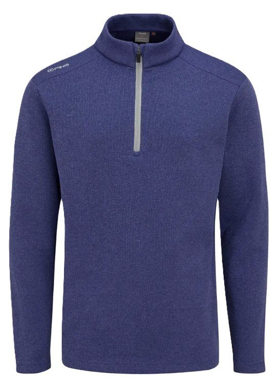 PING Ramsey half zip ribbed fleece pánsky pullover, twilight marl
