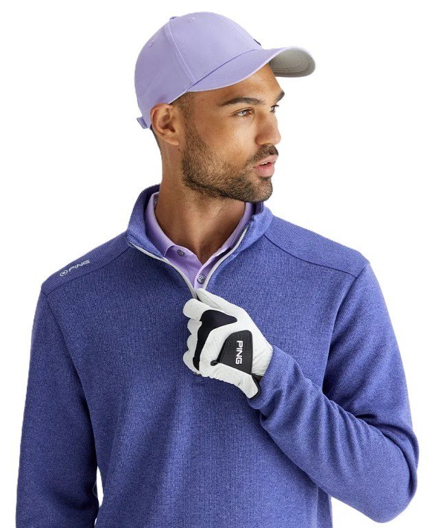 PING Ramsey half zip ribbed fleece pánsky pullover, twilight marl