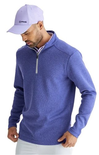 PING Ramsey half zip ribbed fleece pánsky pullover, twilight marl