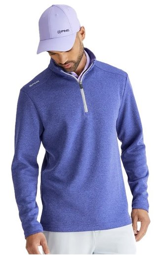 PING Ramsey half zip ribbed fleece pánsky pullover, twilight marl