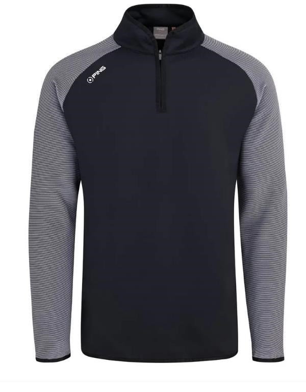 PING Strio Performance pánsky midlayer sveter, čierno/biely