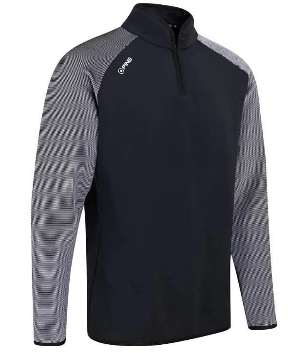 PING Strio Performance pánsky midlayer sveter, čierno/biely