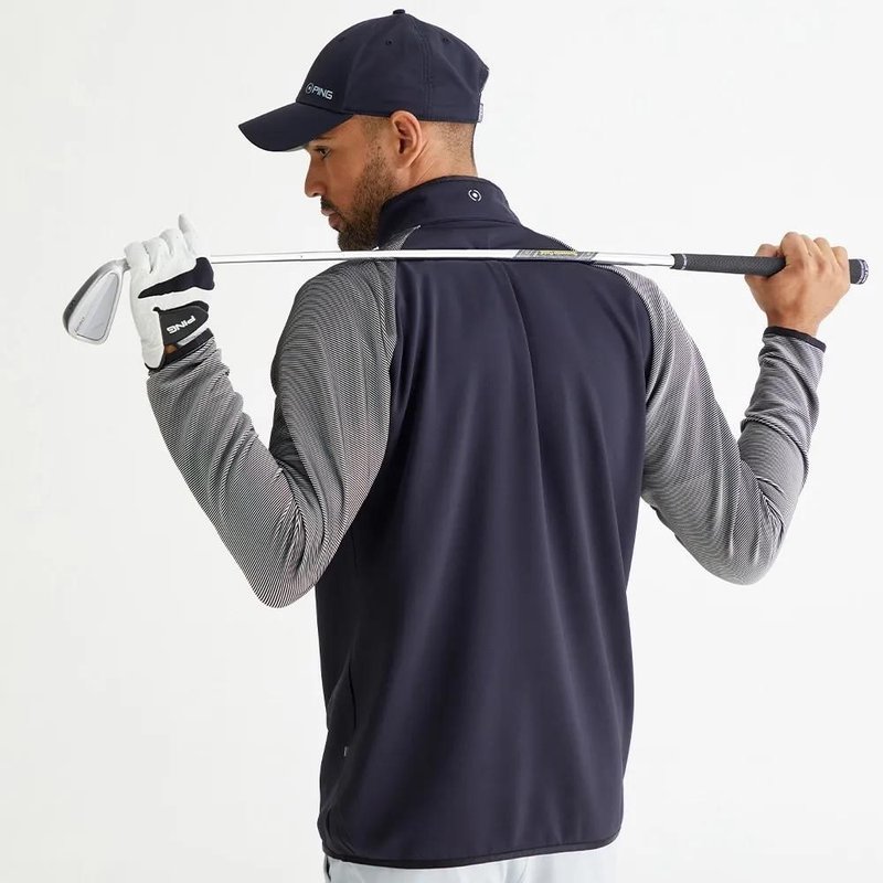 PING Strio Performance pánsky midlayer sveter, čierno/biely