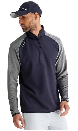 PING Strio Performance pánsky midlayer sveter, čierno/biely