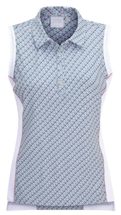 PING Colleen Sleeveless dámske polo, neoteric/biela