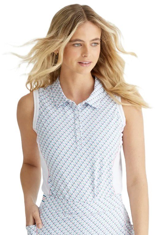 PING Colleen Sleeveless dámske polo, neoteric/biela