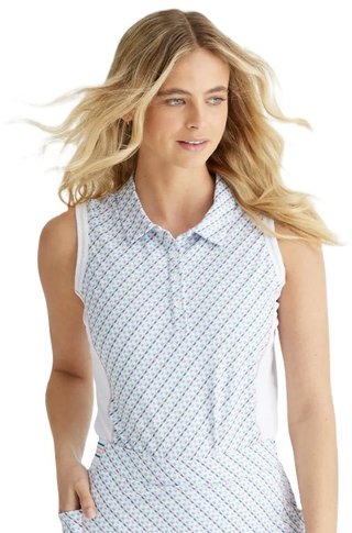PING Colleen Sleeveless dámske polo, neoteric/biela