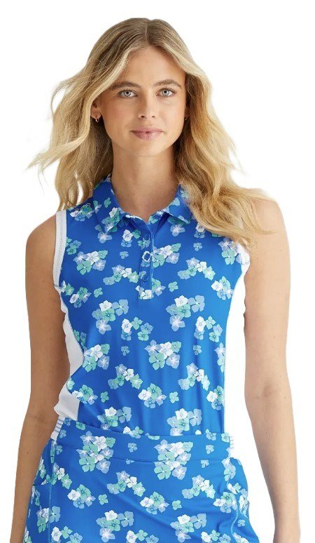 PING Colleen Sleeveless dámske polo, viibrant bloom/biela