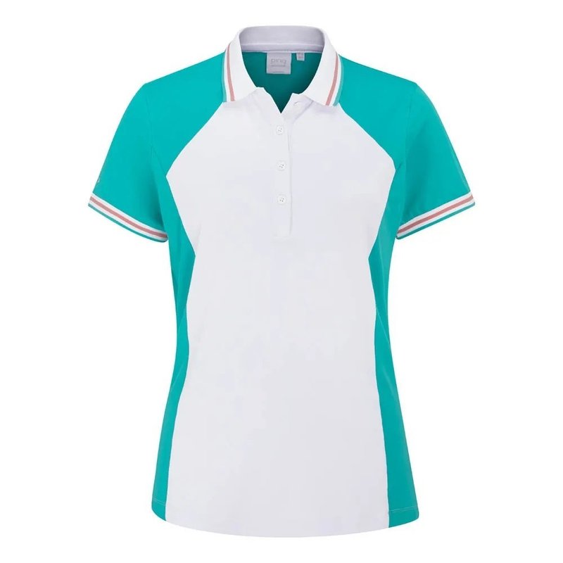 PING Ali dámske polo s krátkym rukávom, jasná aqua/biela