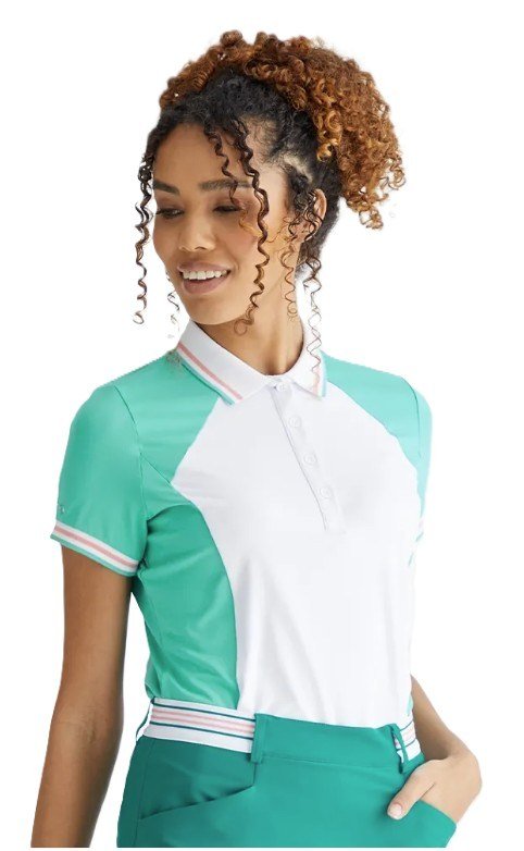 PING Ali dámske polo s krátkym rukávom, jasná aqua/biela