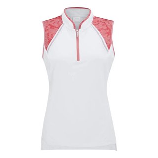 PING Nala Colour Block Sleeveless dámske polo, white/sweat pea