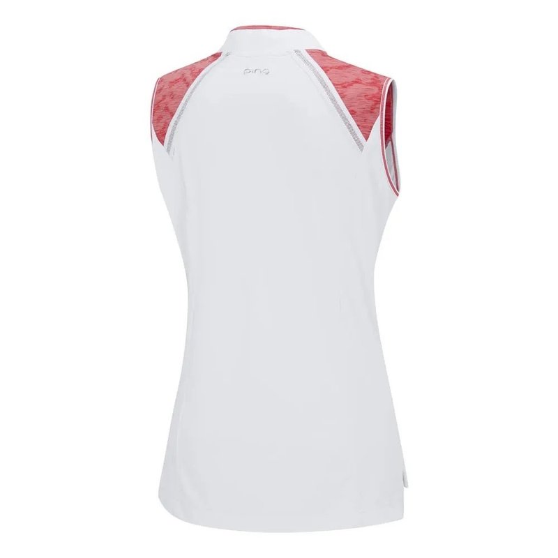 PING Nala Colour Block Sleeveless dámske polo, white/sweat pea